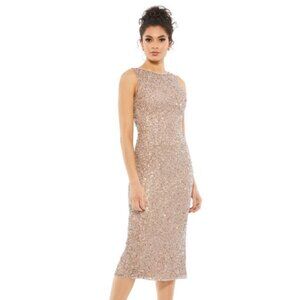 Mac Duggal Rose Gold Sequin Midi Dress Style #5526